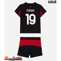 Camisa de Futebol AC Milan Youssouf Fofana #19 Equipamento Principal Infantil 2025-26 Manga Curta (+ Calças curtas)